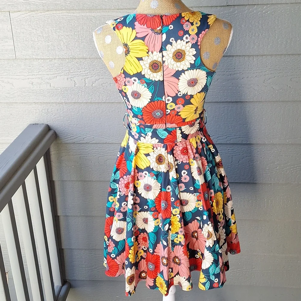 Modcloth Ixia 60's Colorful Floral Dress Size Small Made In USA Retro - Picture 6 of 10